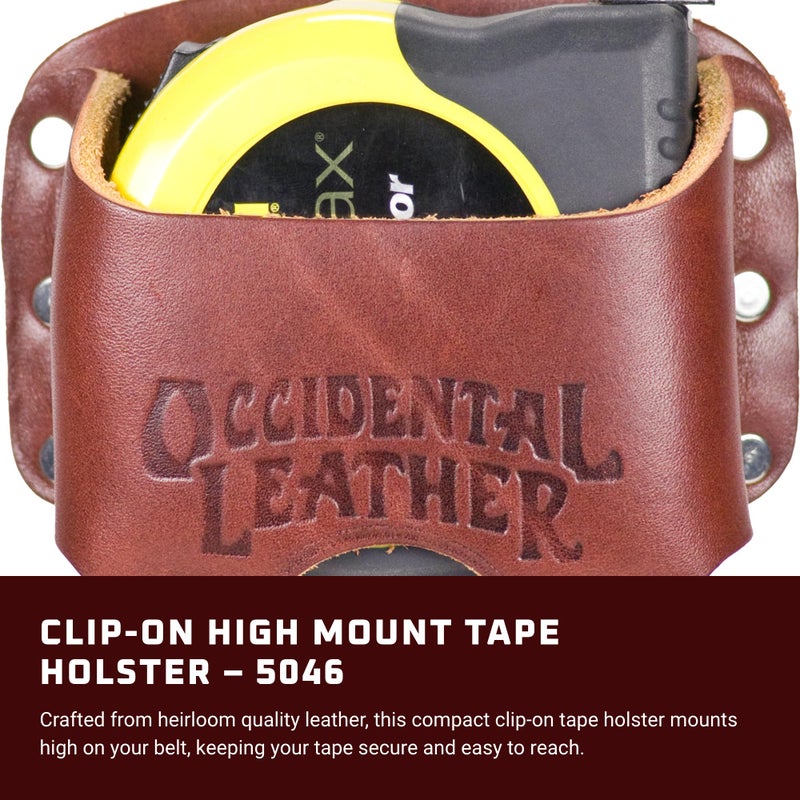 Occidental Leather Clip-On Tape Holster - Holds Up to a 30â€™ Tape or 25â€™ FatMax - Proprietary Steel Clip - Heirloom Quality Leather - Made in USA - Image 2